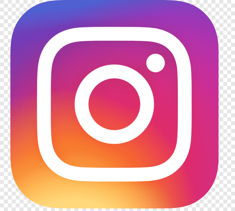 Logo d'Instagram avec dégradé de couleurs violet, rose et orange.